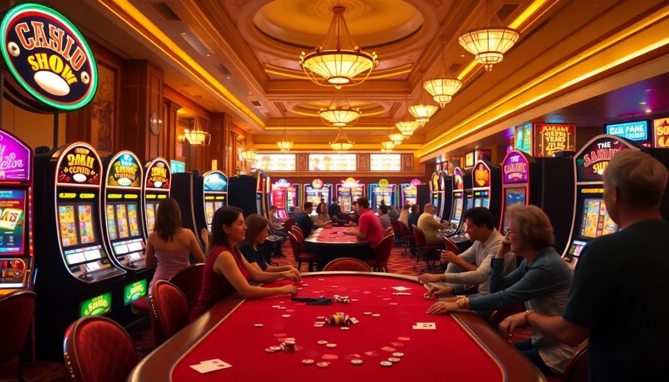 Spieler genießen spannende casino-spiele de in einem lebhaften Casino-Setting.