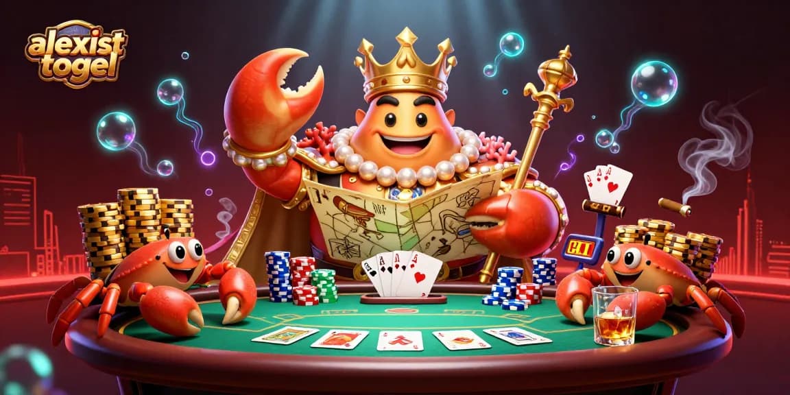 Menggali hadiah besar dengan alexistogel, raja kasino online yang dikelilingi tumpukan chip poker berwarna cerah.