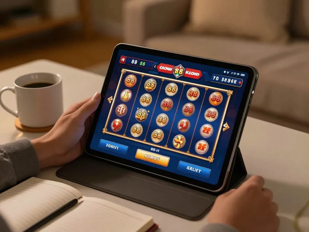 Engaging in live slot games open 88 on a tablet in a cozy home environment, promoting responsible entertainment.