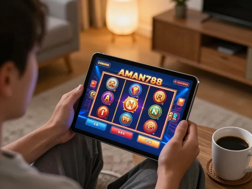 Permainan yang menarik di slot online AMAN788 dengan suasana yang nyaman dan antarmuka yang vibrant.