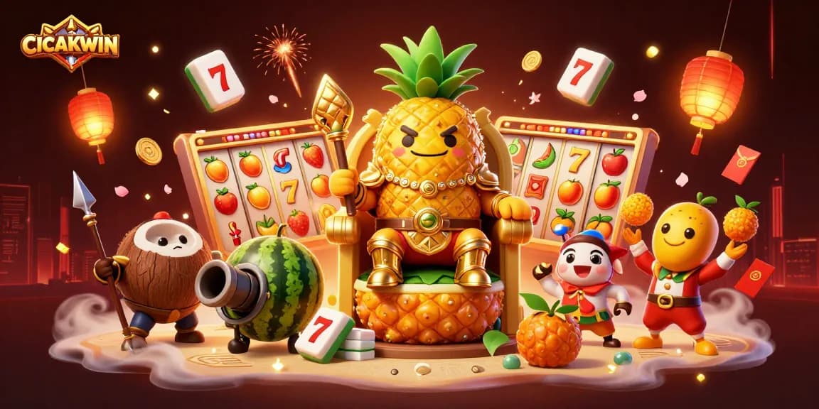 CICAKWIN spins lucky slots with the golden pineapple king and exciting casino elements