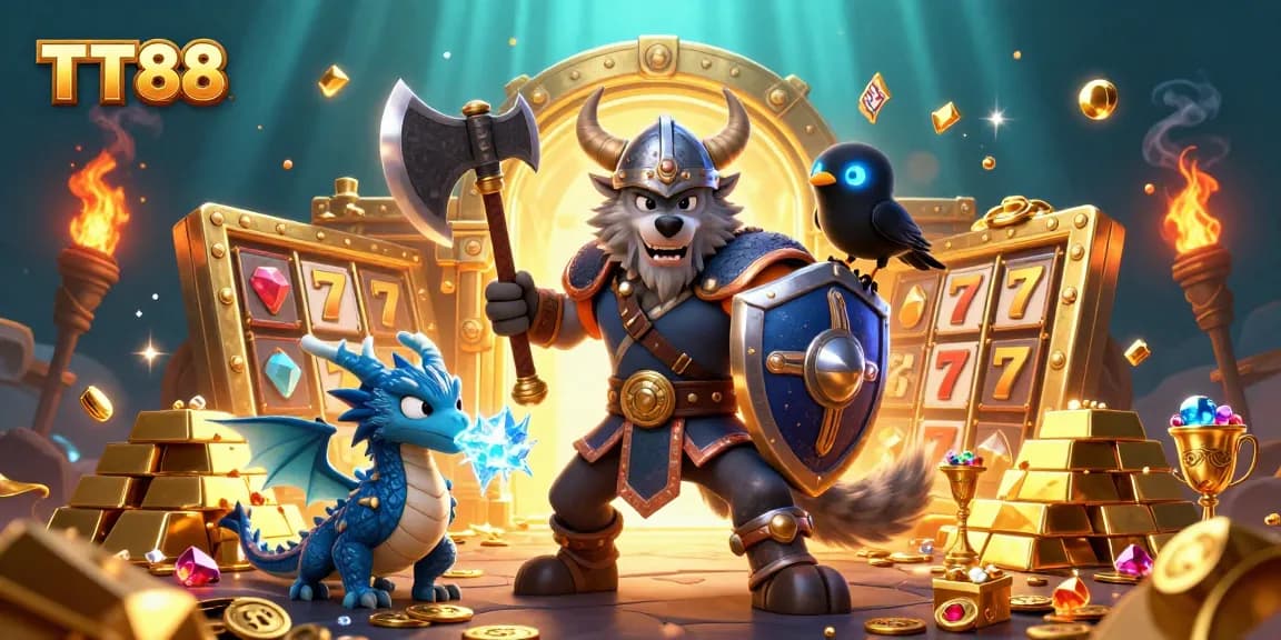 Engage with TT88 and win big at the online casino featuring vibrant characters and treasure.