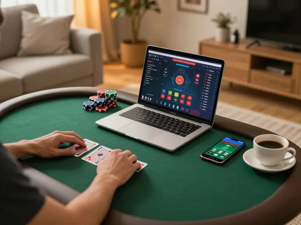 Engaging online gaming setup at https://lv88cha.com/, showcasing poker gameplay and relaxing atmosphere