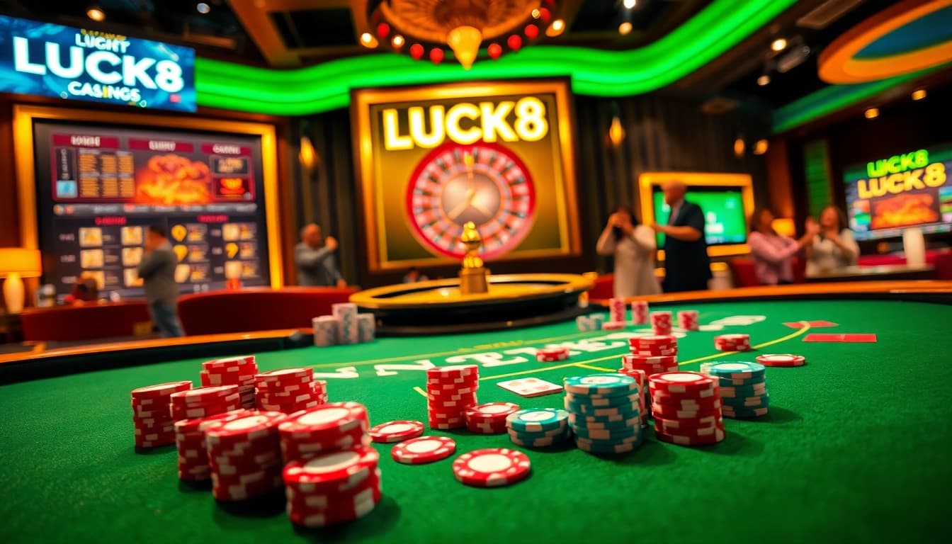 LUCK8 offers a thrilling casino experience with vibrant gaming tables and exciting slot machines.