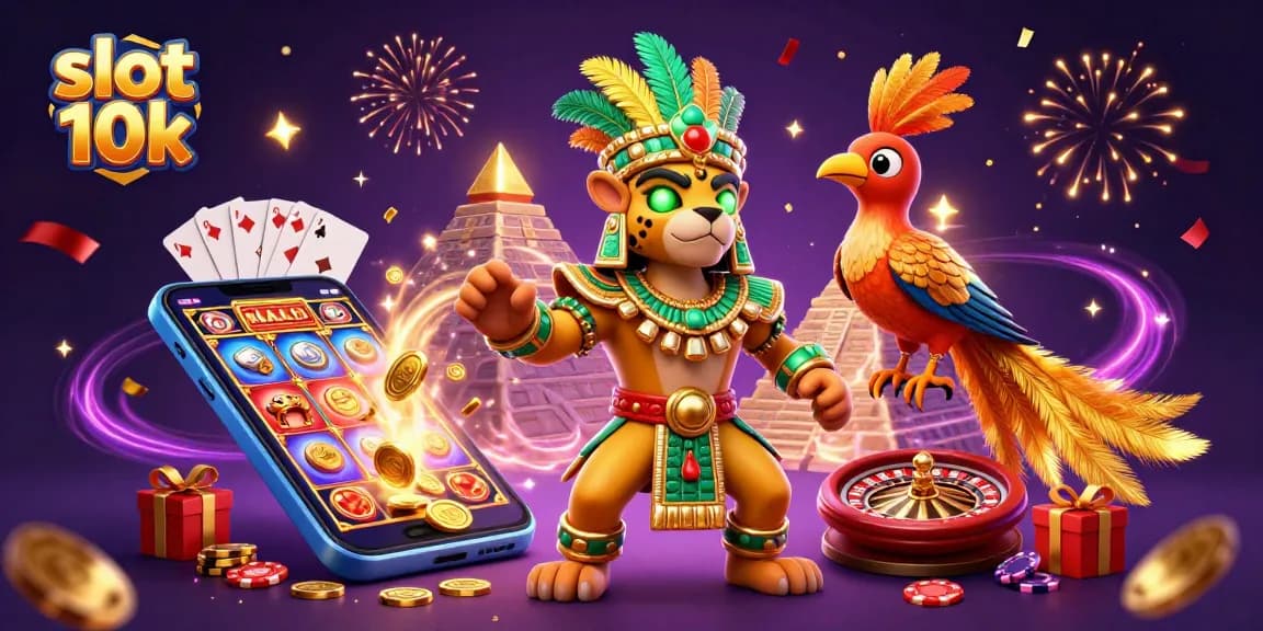 Experience thrilling wins with slot 10k in this vibrant 3D casino illustration.