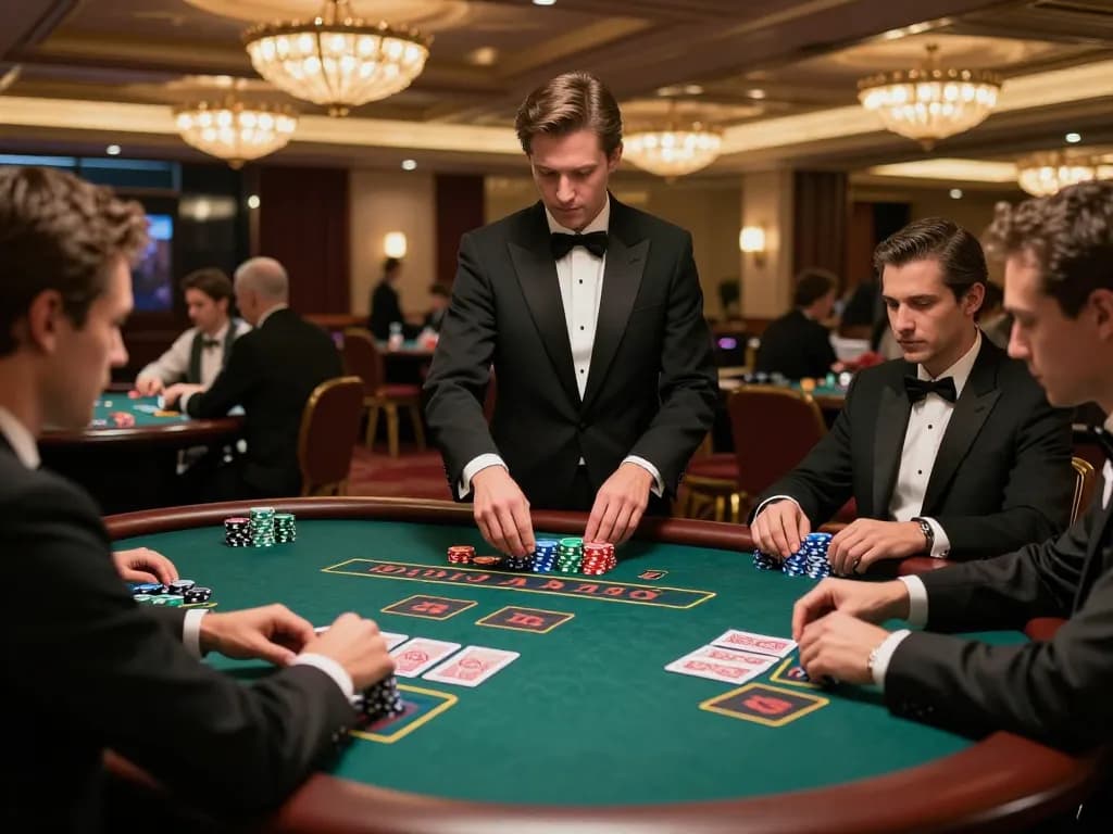 SC88 blackjack table scene with players placing bets in an upscale casino setting
