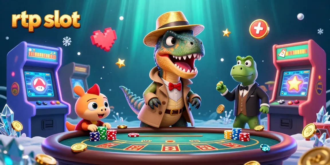 Engage with the rtp slot action as a cartoon velociraptor navigates a casino scene, evading the pit boss.