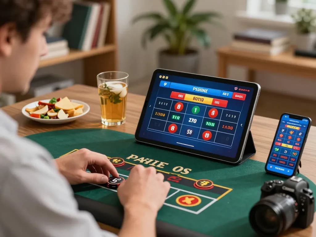 Engaging online gaming session at nk88mvp with live dealer game on tablet, showcasing strategic interaction