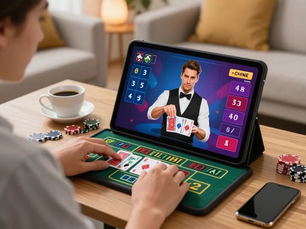 Engaging tablet gameplay at kk win.com showcases live dealer excitement and strategic betting.