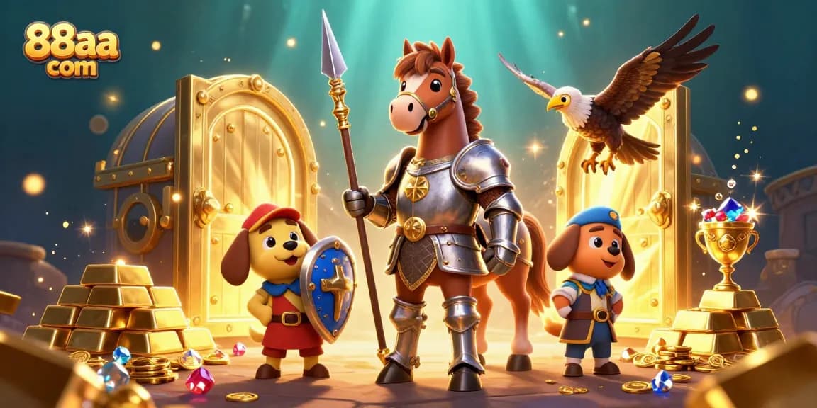 Experience thrilling adventures with 88aa com as vibrant cartoon heroes in a rich casino world filled with treasures.