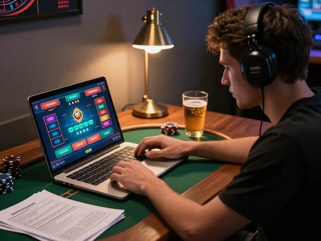 Player strategizing in high-stakes poker session on tr88vina, focusing on online betting decisions.