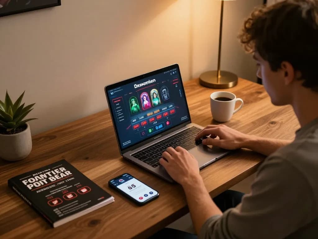 Engaged player enjoying blackjack on 98win app at a cozy home setup.