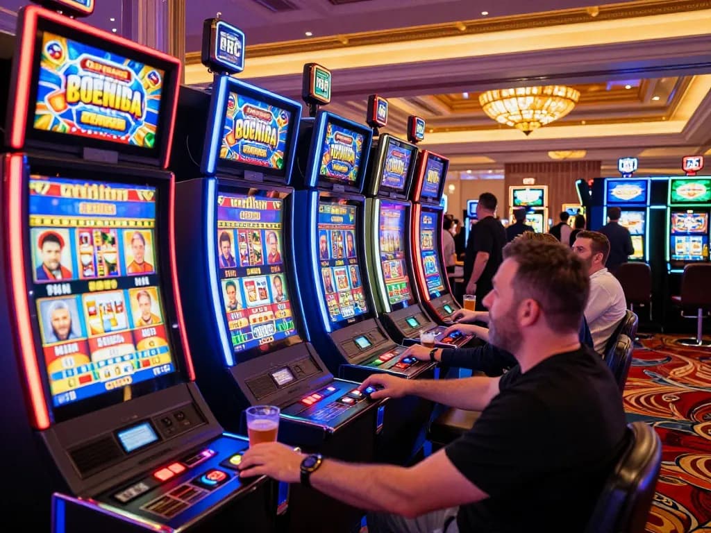 Engaged players enjoying the excitement of Go 88 slots in a vibrant casino atmosphere