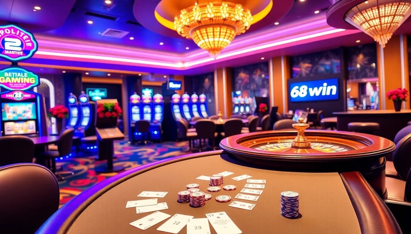Experience the thrill of winning at 68win with a vibrant casino atmosphere and poker action.