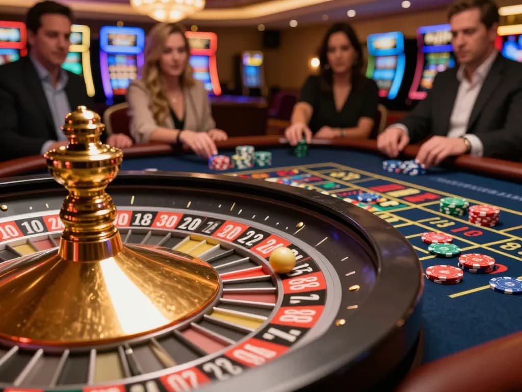 MM88 BET players engaging in exciting roulette gameplay with vibrant chips and spinning wheel.