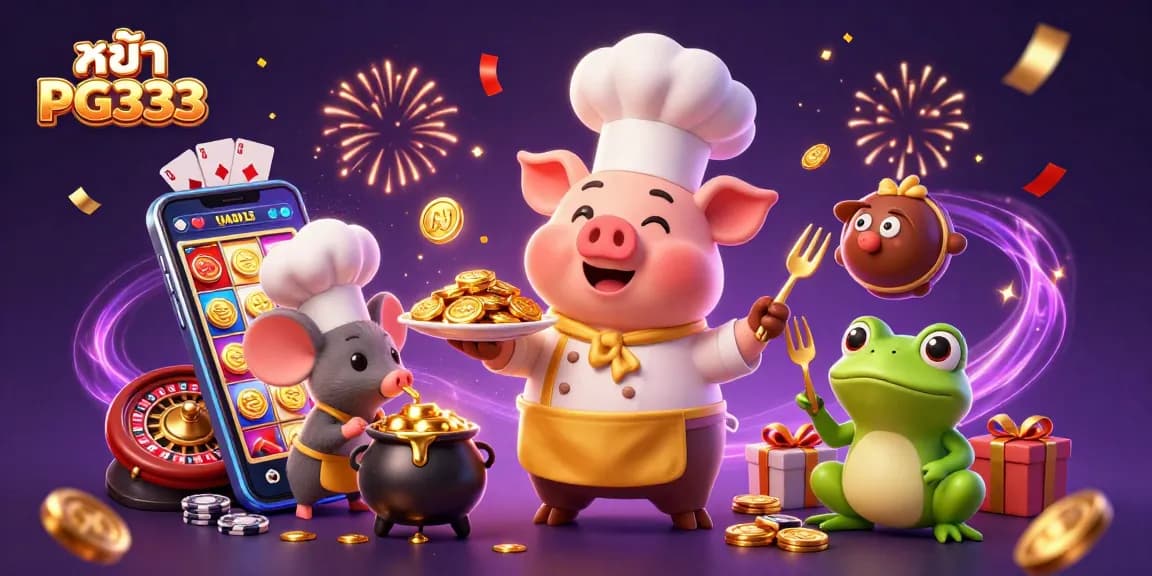 Experience the thrill of gaming with หน้า PG333 showcasing vibrant characters and casino elements.
