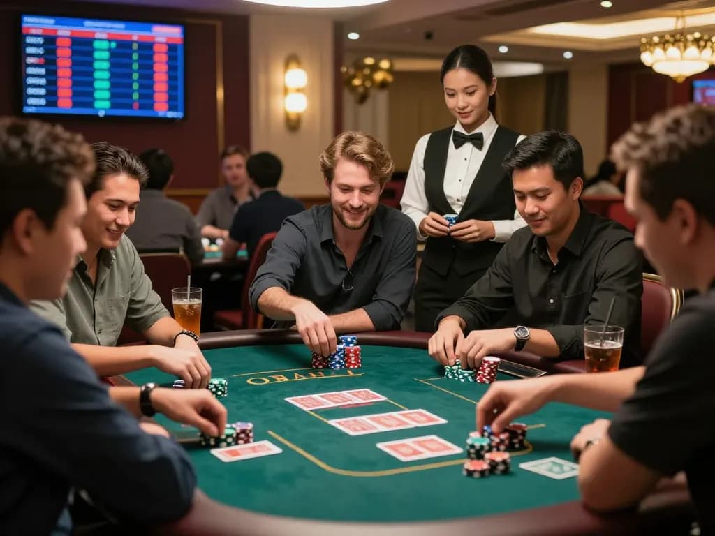 Players enjoying Mậu Binh at TR88 casino, showcasing vibrant gameplay with colorful chips and cards.
