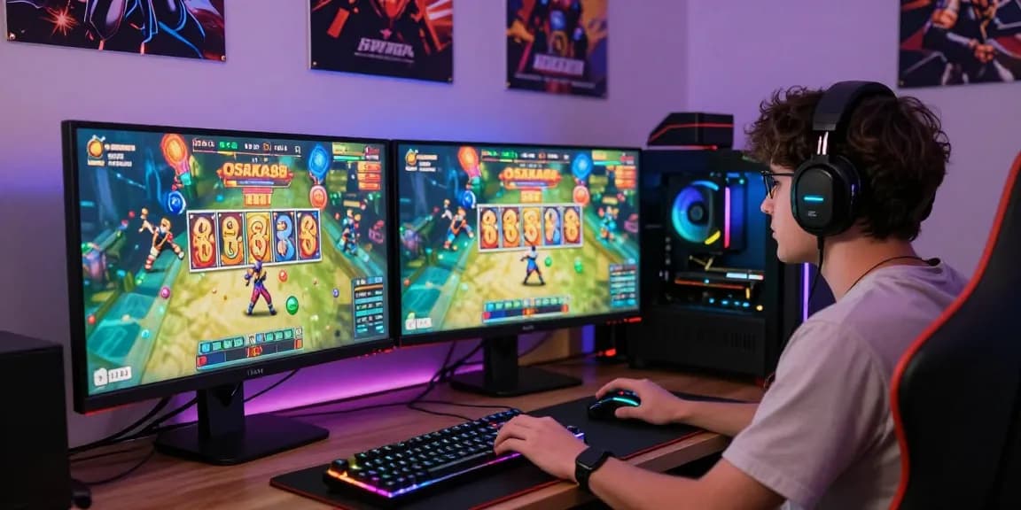 Player engaging in OSAKA88 login and gameplay, vibrant graphics on screen.