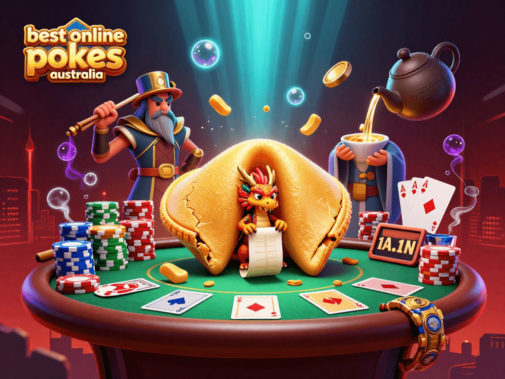 Experience the excitement of the best online pokies Australia with this vibrant 3D illustration showcasing dynamic casino elements.