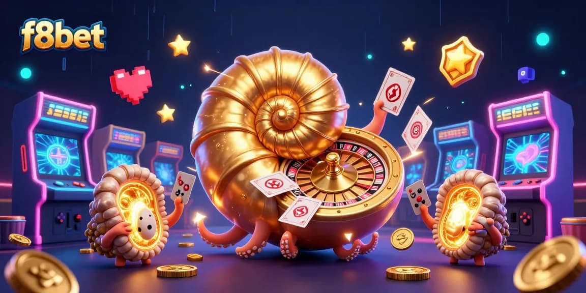 Experience the excitement of f8bet with 3D nautilus and colorful gaming elements in a vibrant casino scene.
