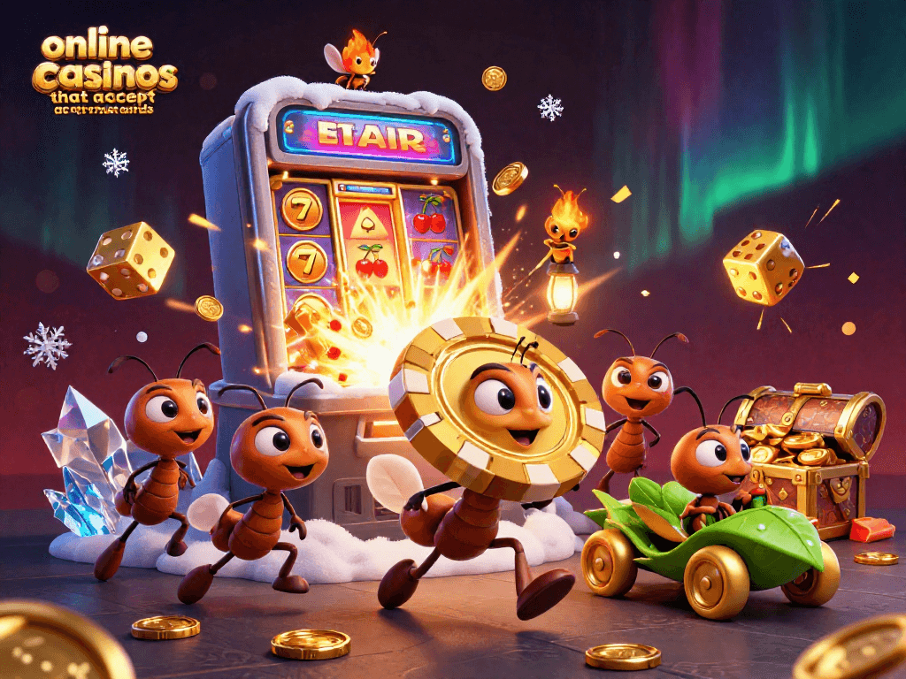 Experience online casinos that accept credit cards with a thrilling cartoon heist scene showcasing excitement.