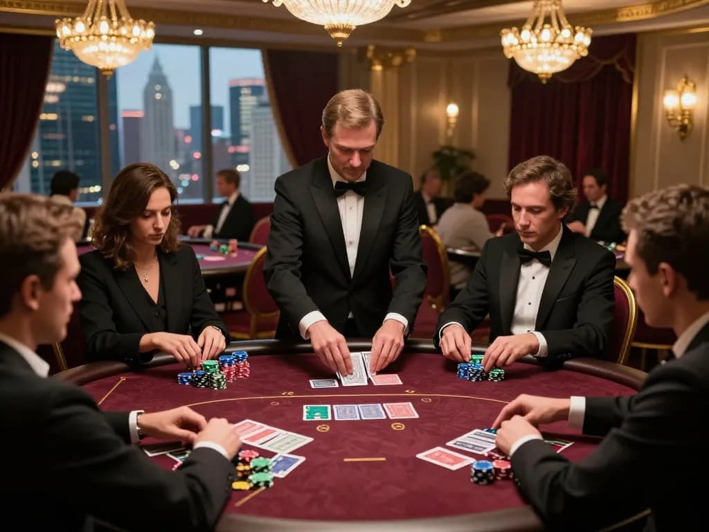 LV88 players engaged in a high-stakes poker game, showcasing strategy and opportunity for winning.