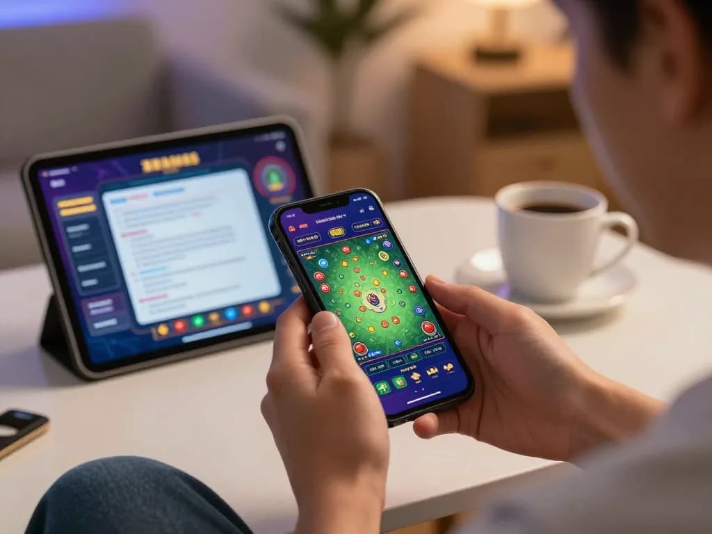 Experience online gaming as you visit website for strategic play on your mobile device in a cozy setting.