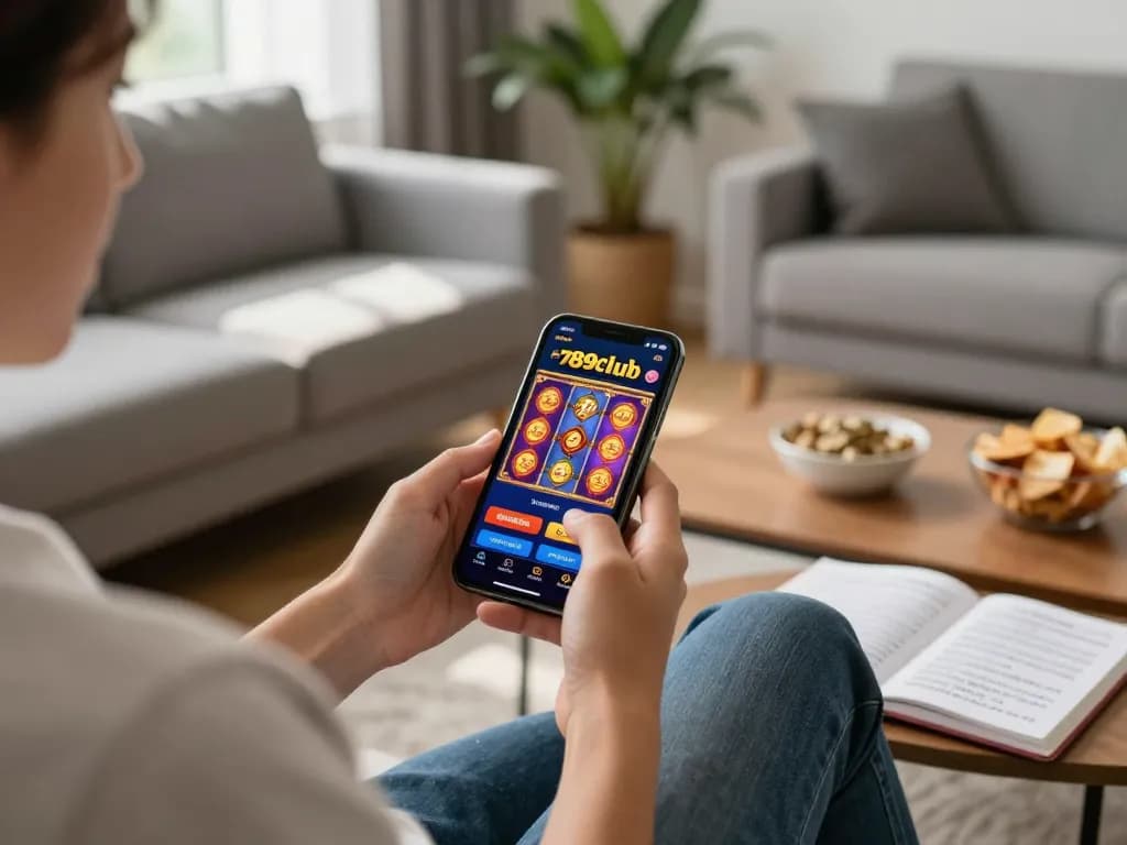 Person enjoying gaming on the 789club app while taking notes on bankroll management.