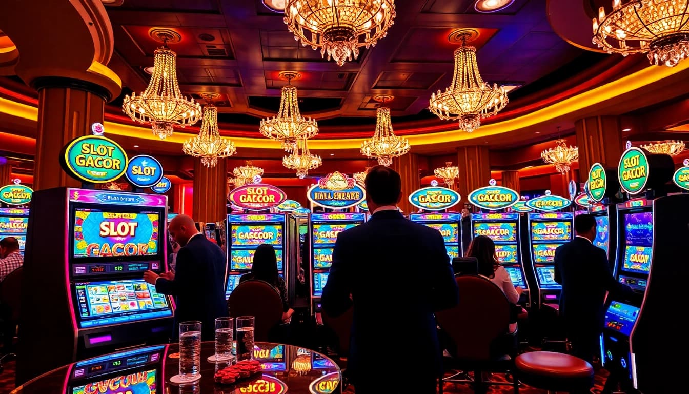 Engaging players enjoying slot gacor machines in a vibrant casino atmosphere.