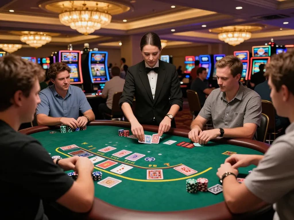 Pemain yang terlibat dalam permainan blackjack strategis di kasino, weliveincanada menyoroti taruhan strategis.