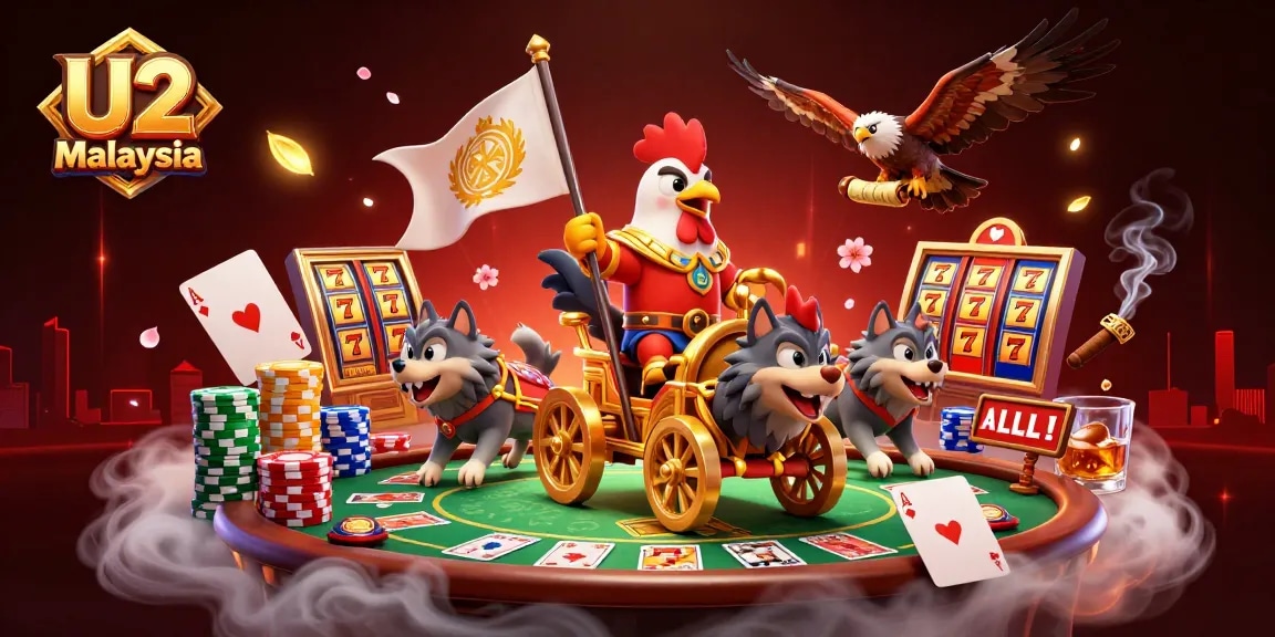 Experience thrilling gameplay at U2 Malaysia Casino with poker, slot games, and vibrant atmosphere.