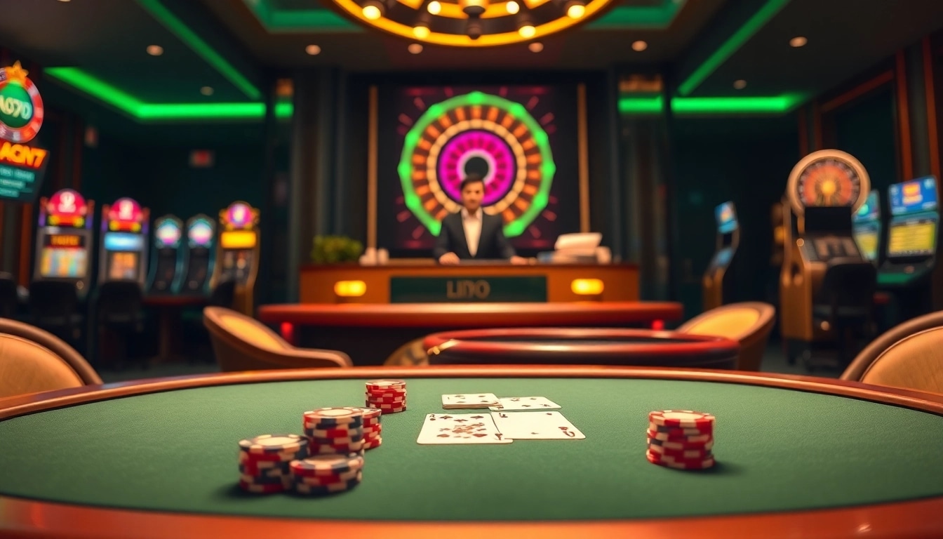 Experience the thrill of online gambling at NA777 with vibrant casino tables and live dealers.