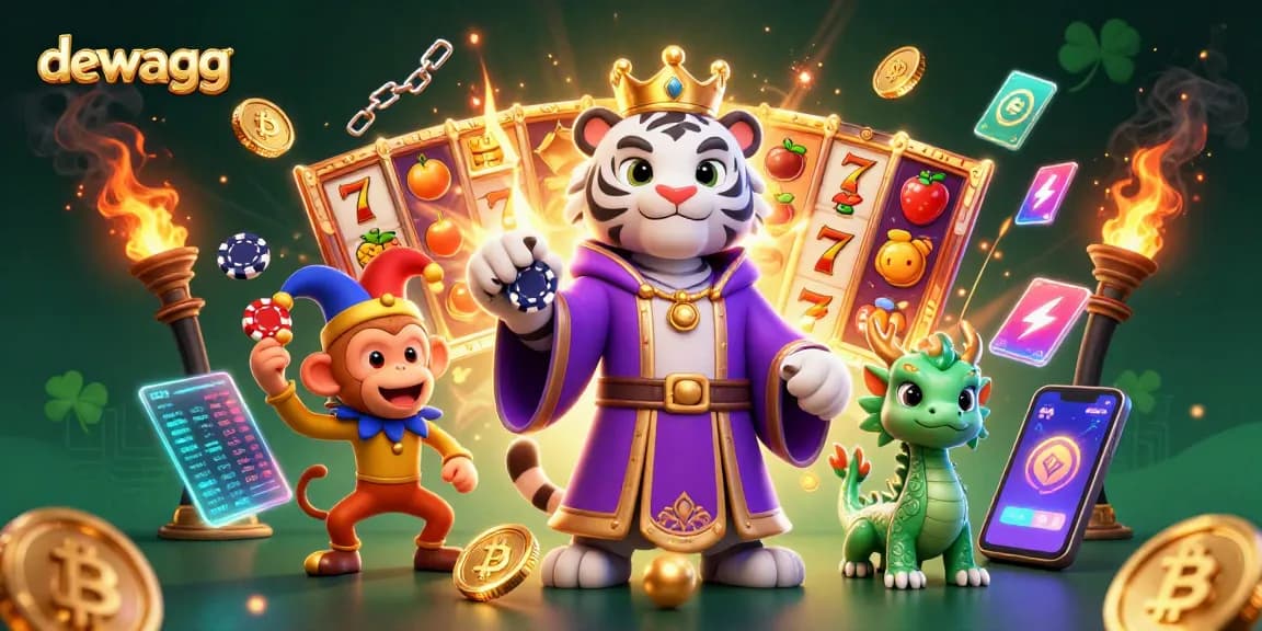 Experience thrilling jackpots at dewagg with an enchanting 3D casino scene featuring vibrant game symbols.