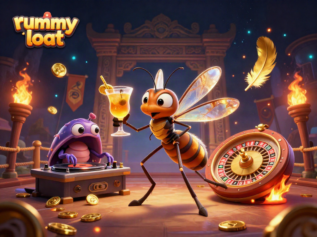 Experience the dynamic atmosphere of Rummy Loot with animated casino characters and golden gameplay elements.