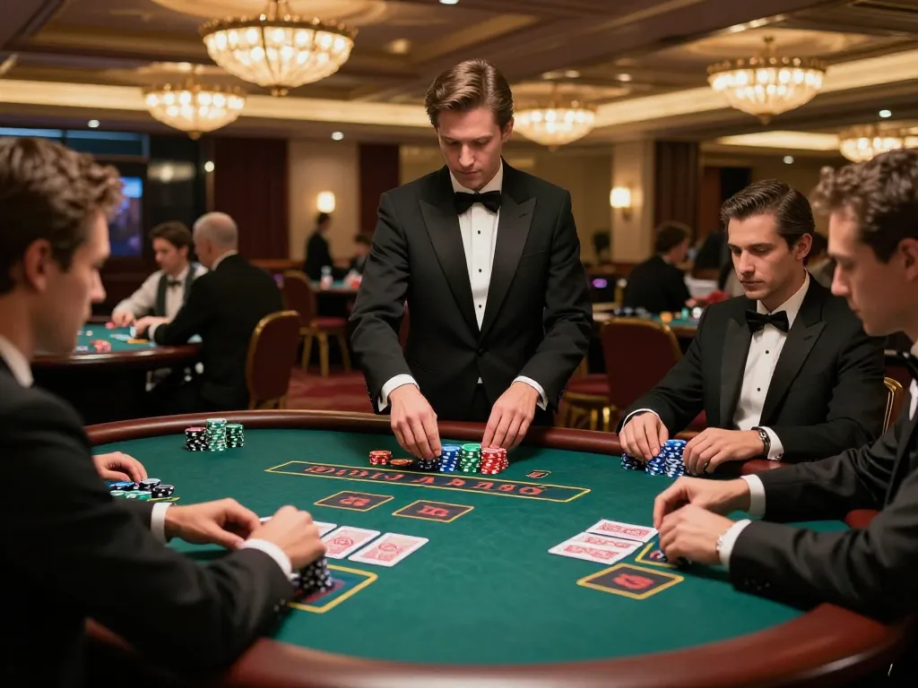 SC88 blackjack table scene with players placing bets in an upscale casino setting