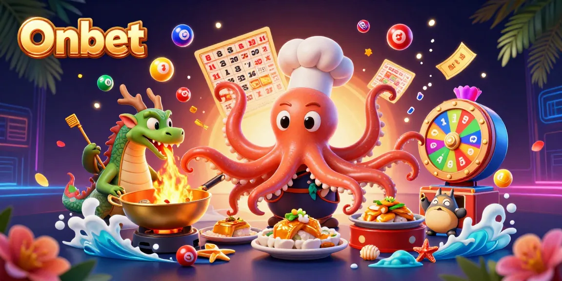 Engage with Onbet's exciting gaming experience featuring vibrant characters and dynamic casino elements.