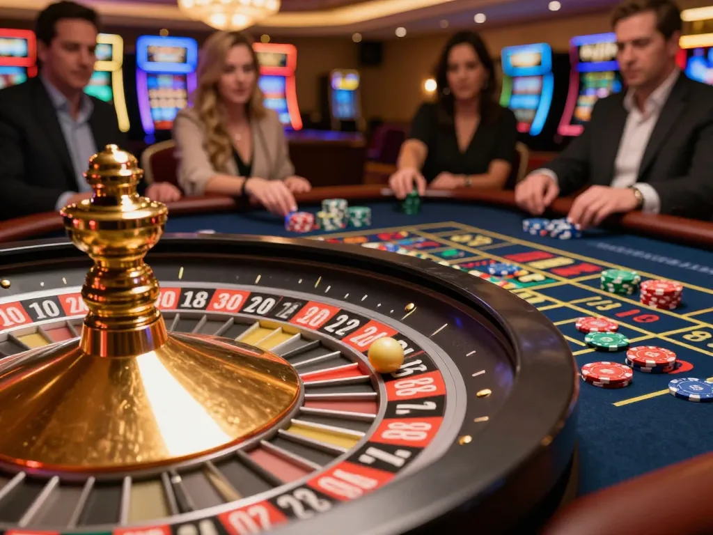 MM88 BET players engaging in exciting roulette gameplay with vibrant chips and spinning wheel.