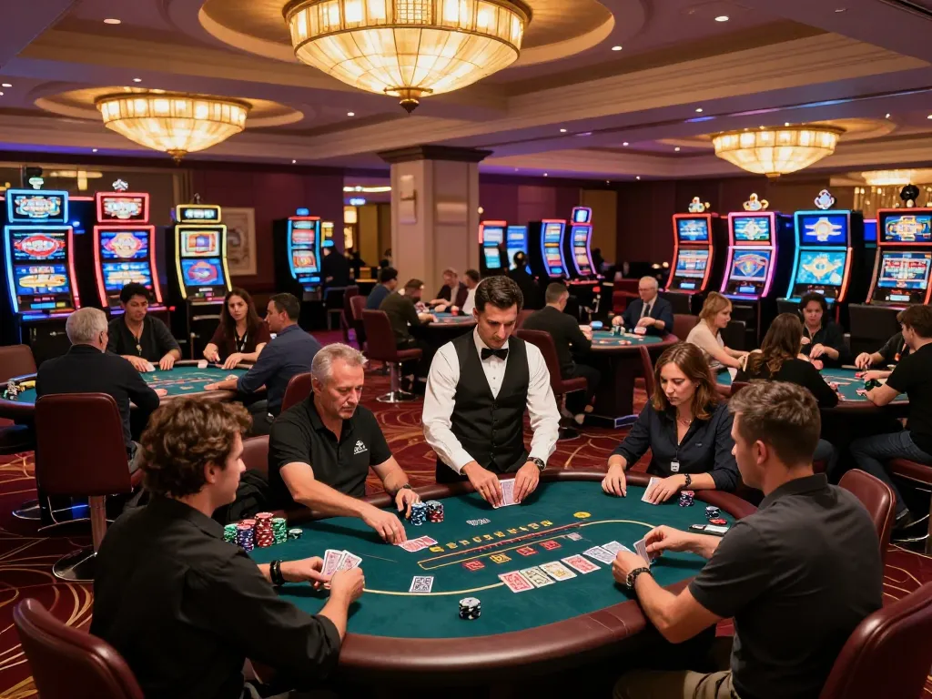 Players engaging in poker at an upscale casino, showcasing the excitement of 388bet.