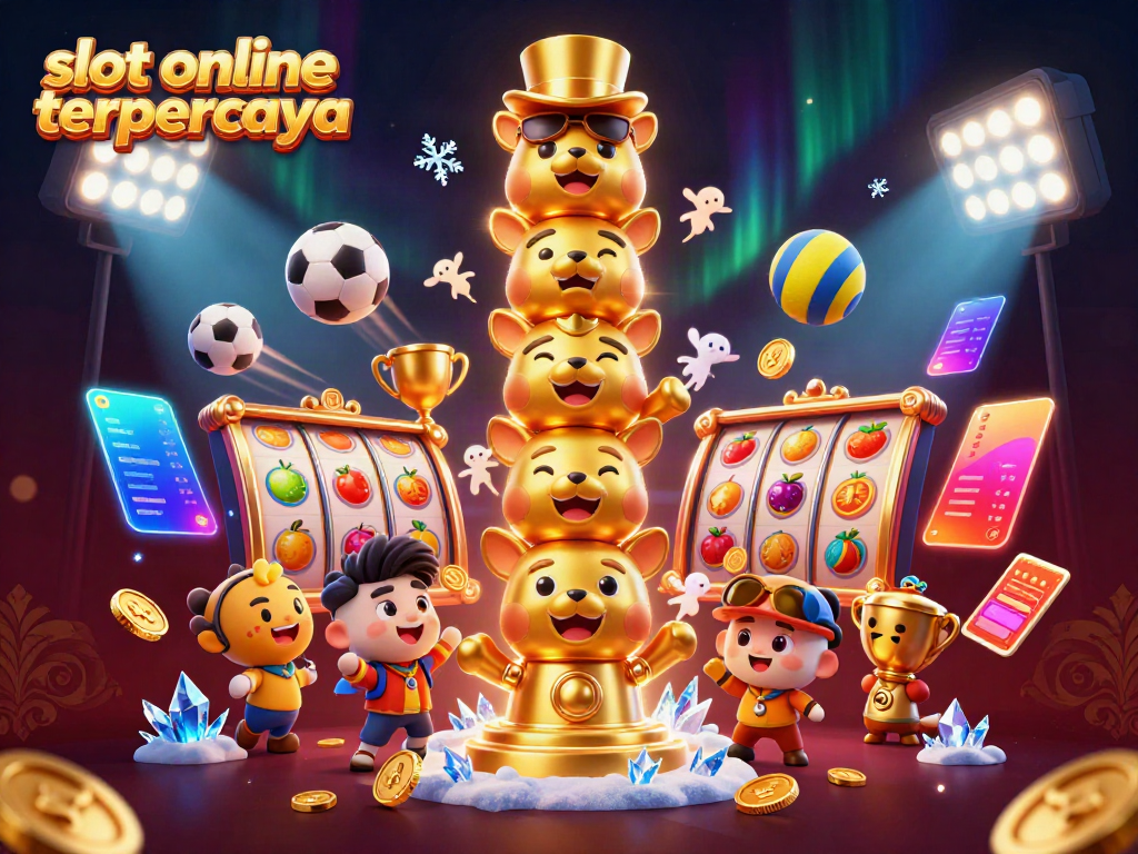 Menang di slot online terpercaya dengan karakter totem dan elemen kasino yang berkilau.