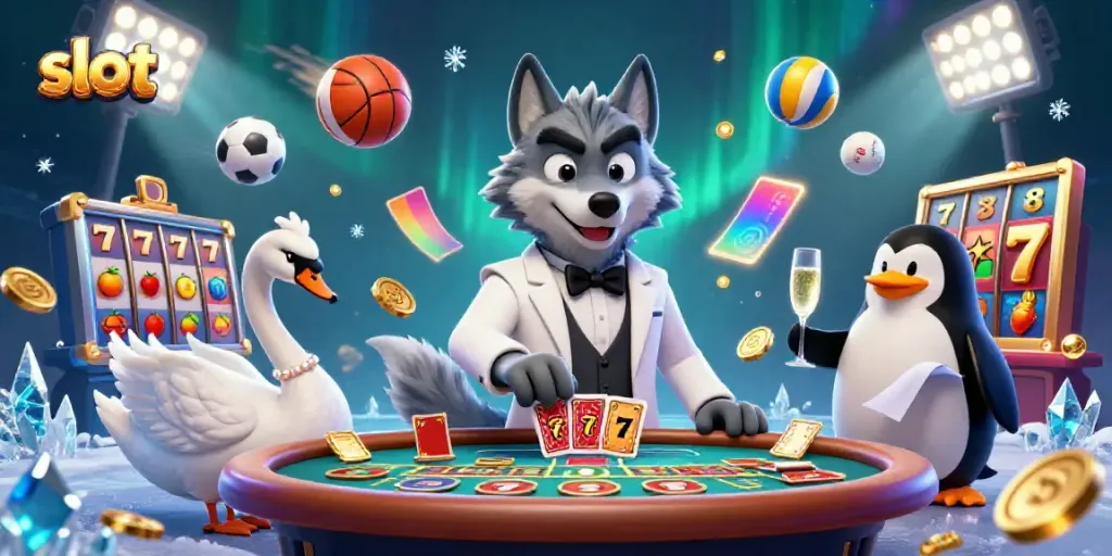 Experience thrilling slot adventures as characters engage in dynamic casino action.