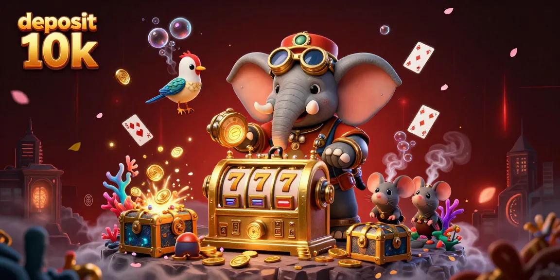 Mesin slot aksesoris deposit 10k yang memikat dengan karakter steampunk di kasino.