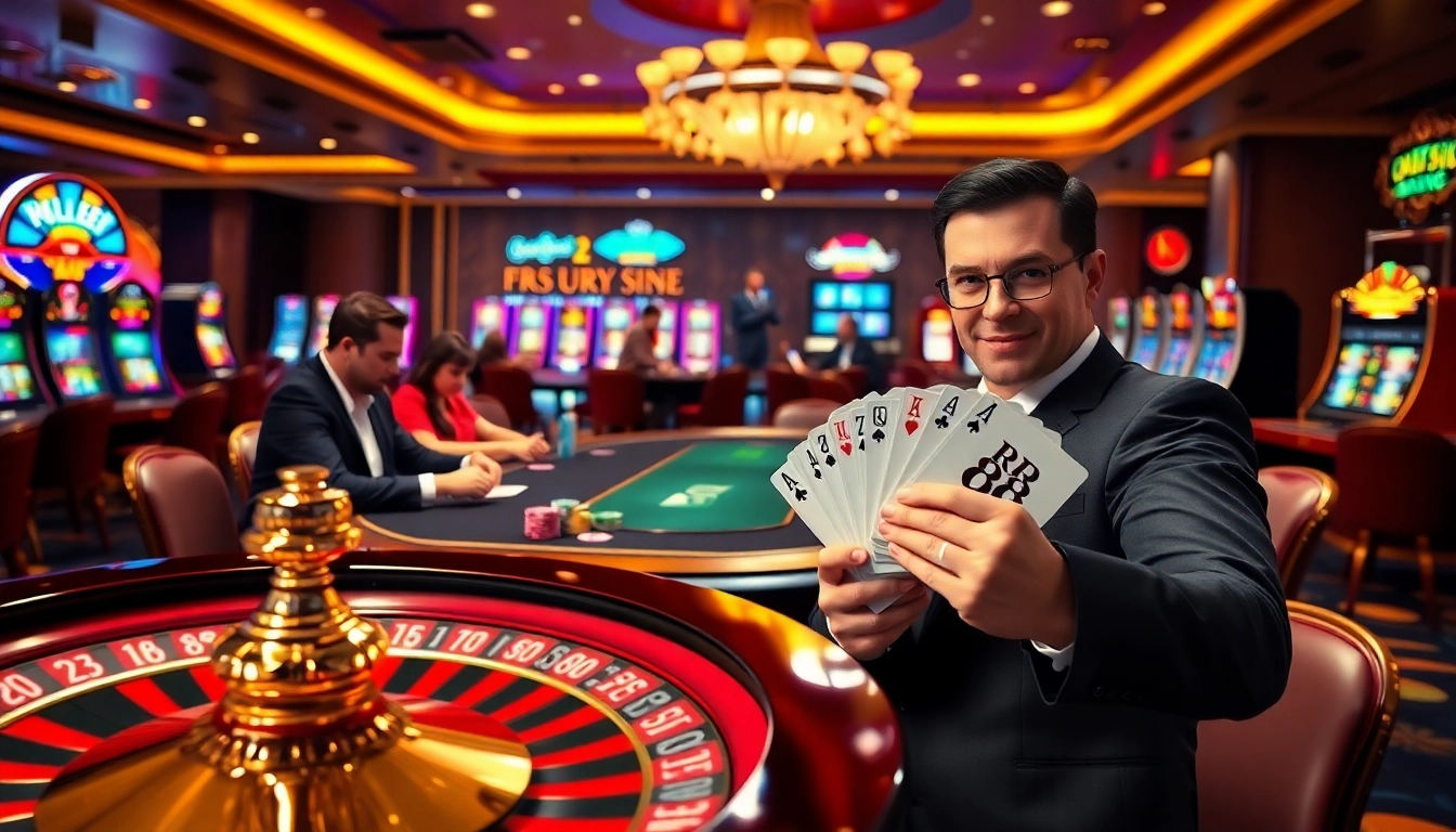 Experience the excitement at RR 88 with players enjoying a luxurious casino atmosphere.