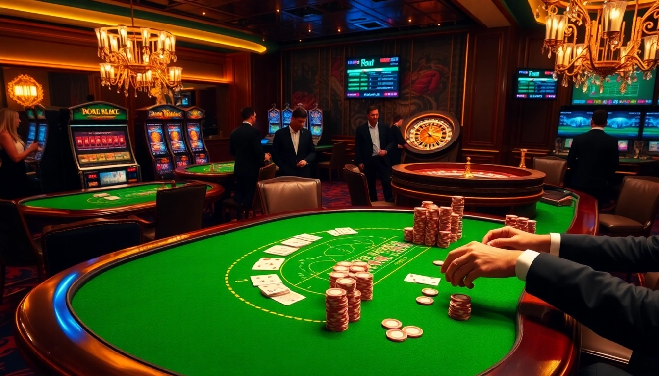 Experience F8bet's thrilling casino atmosphere with poker tables, vibrant chips, and live betting action.