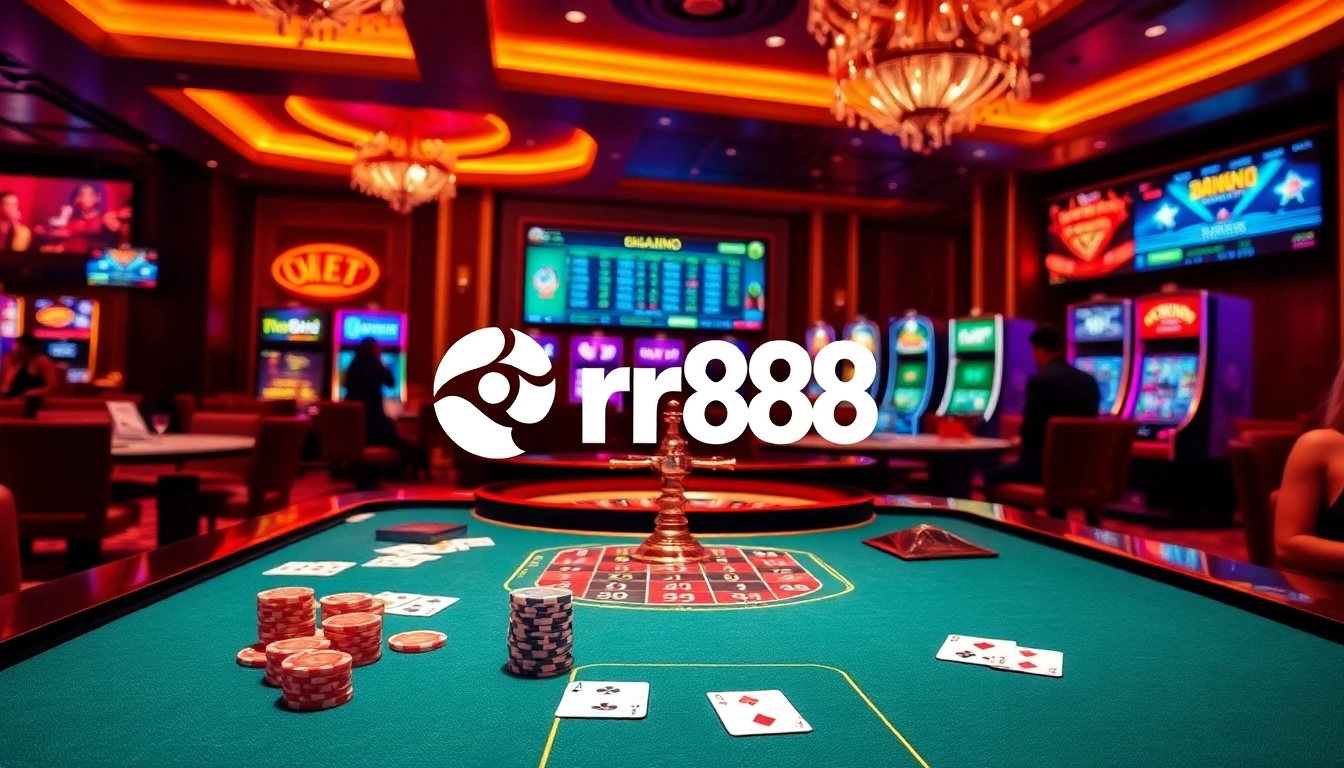 Experience the excitement of trang chủ rr88 with professional gaming tables and vibrant casino visuals.