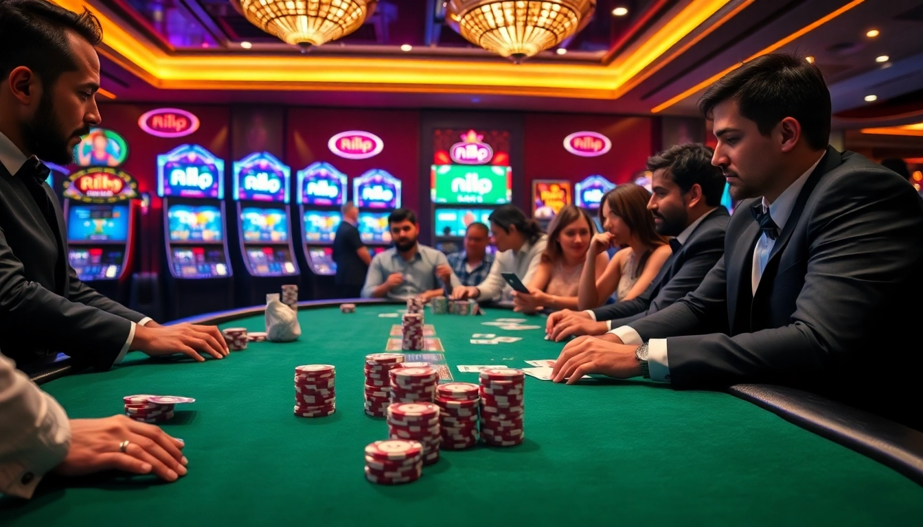 Rik vip casino players enjoying an exciting blackjack game at a luxurious table.