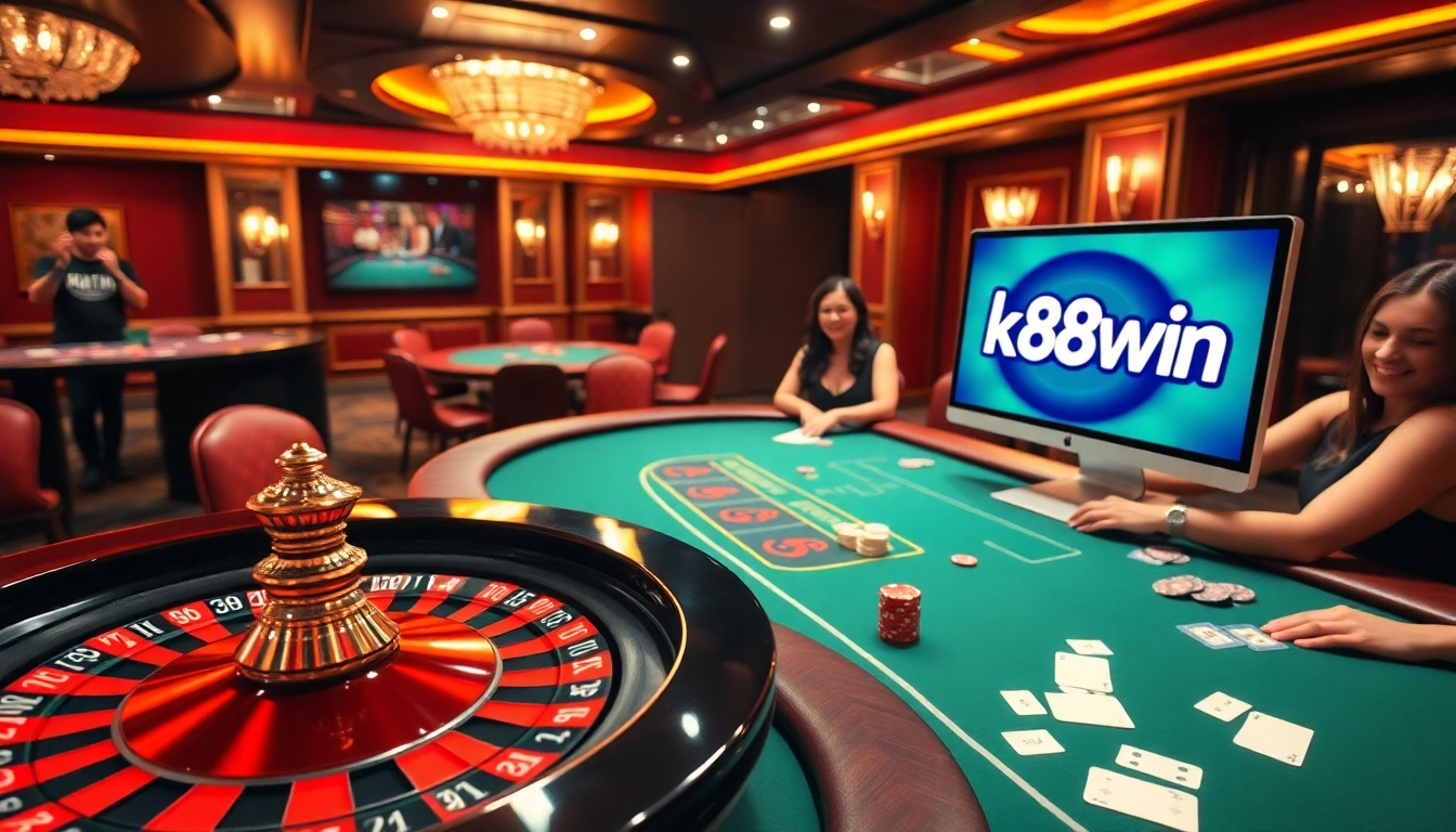 Experience the thrill of k88win online gambling with vibrant casino visuals and engaged players.
