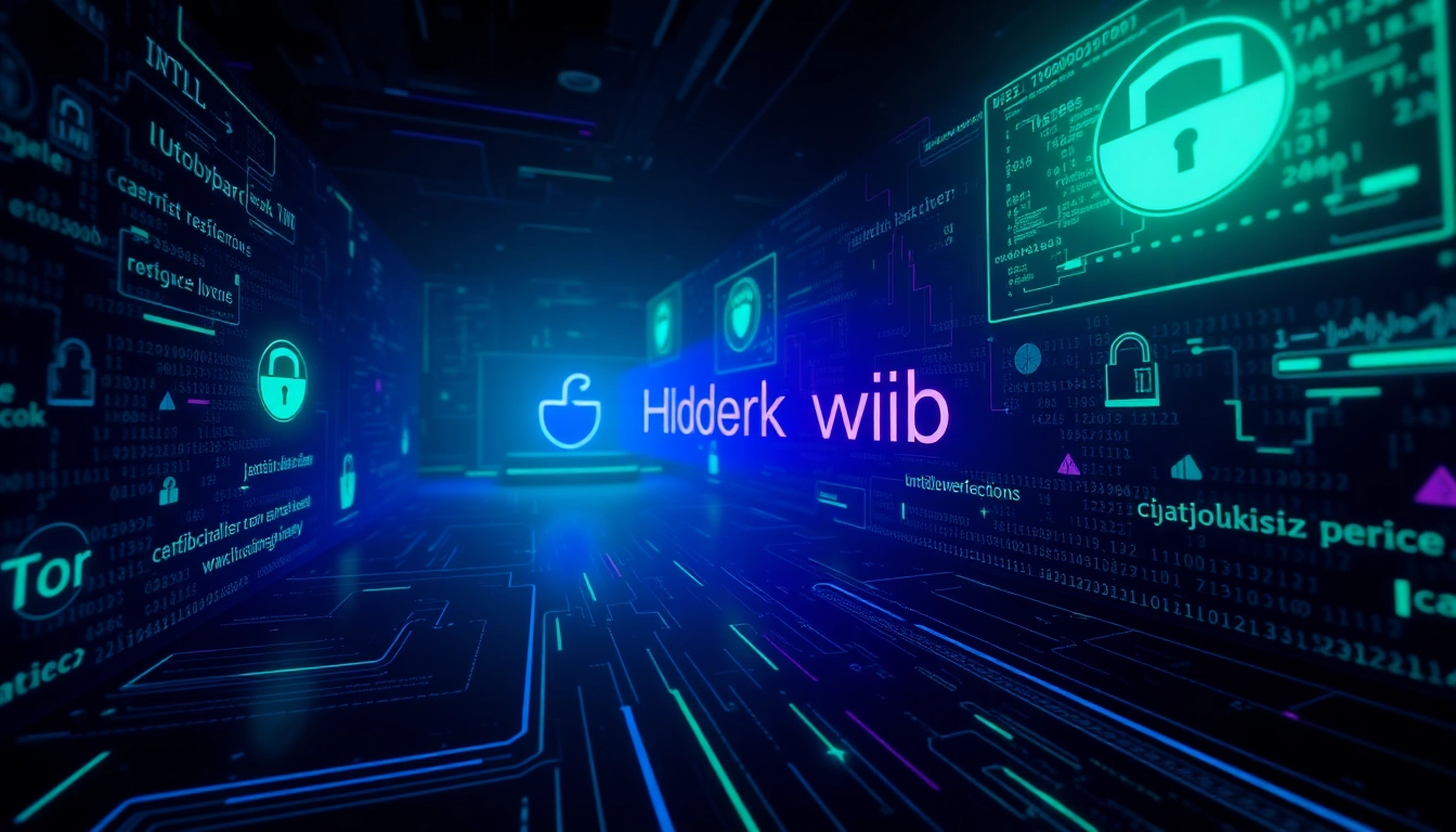 Discover the hidden wiki URL in a secure, futuristic dark web interface for safe browsing.