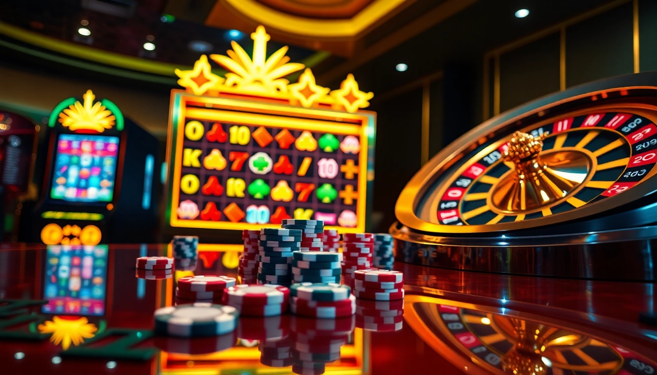 Experience thrilling gameplay on situs gacor with vibrant slot machines and casino elements.