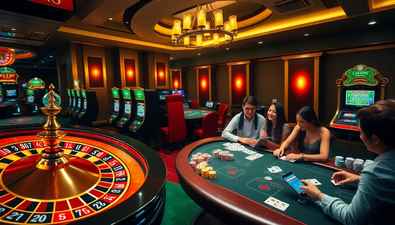 Exciting online gambling at https://f8bet.net.in/ with vibrant casino tables and engaging players.