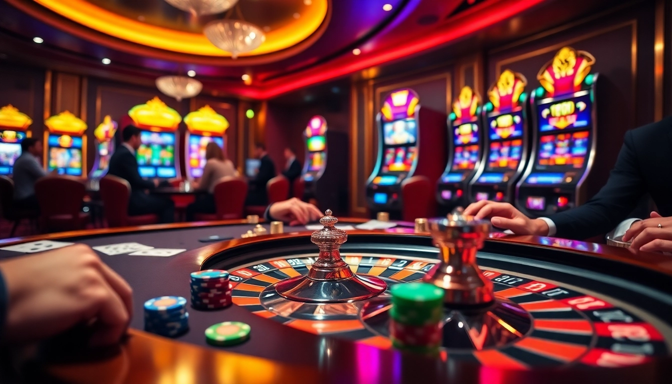 Experience the thrill of betting at https://go999.de.com with vibrant casino visuals of gaming tables and slot machines.